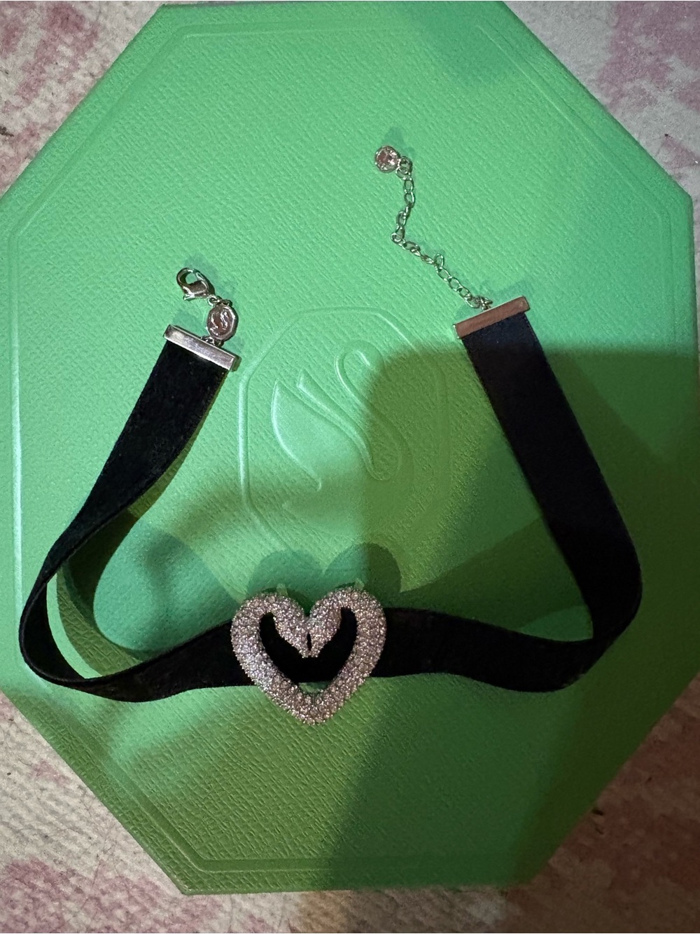 Swarovski Black Velvet Choker with Crystal Heart Pendant
